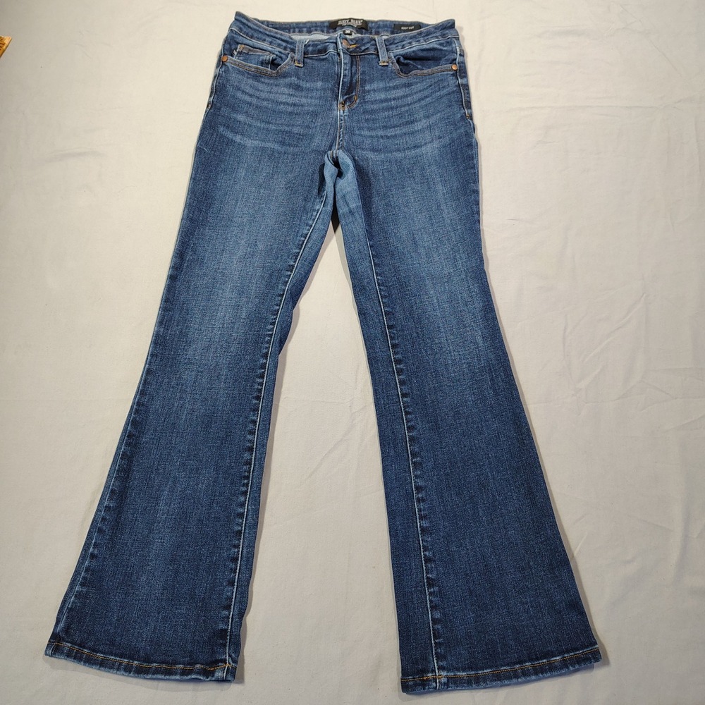 Judy Blue Jeans Womens 30 / 11 Dark Wash Mid Rise Whiskered Stretch Bootcut